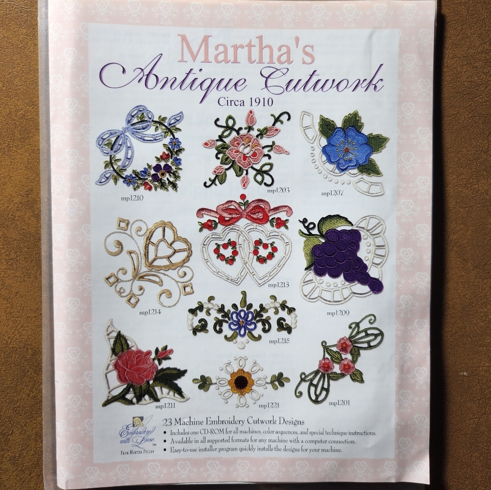 Martha's CD Antique Cutwork Circa 1910 23 Machine Embroidery Cutwork Designs - Picture 3 of 7